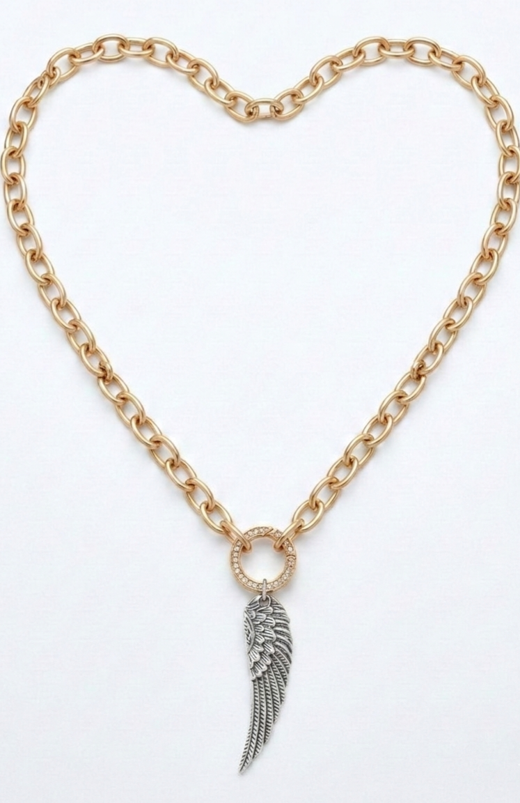 LYL Signature Wing Pendant in Gold & Silver