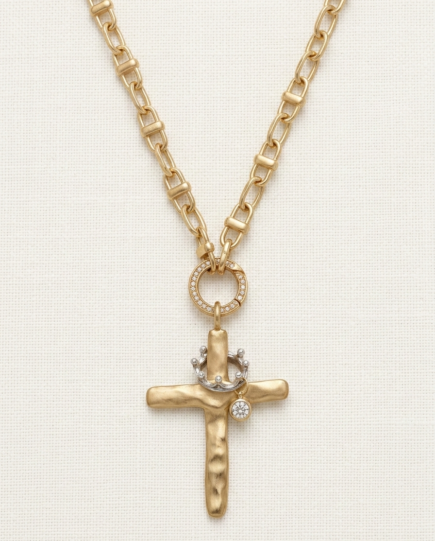 Crown of Faith Statement Necklace 18"